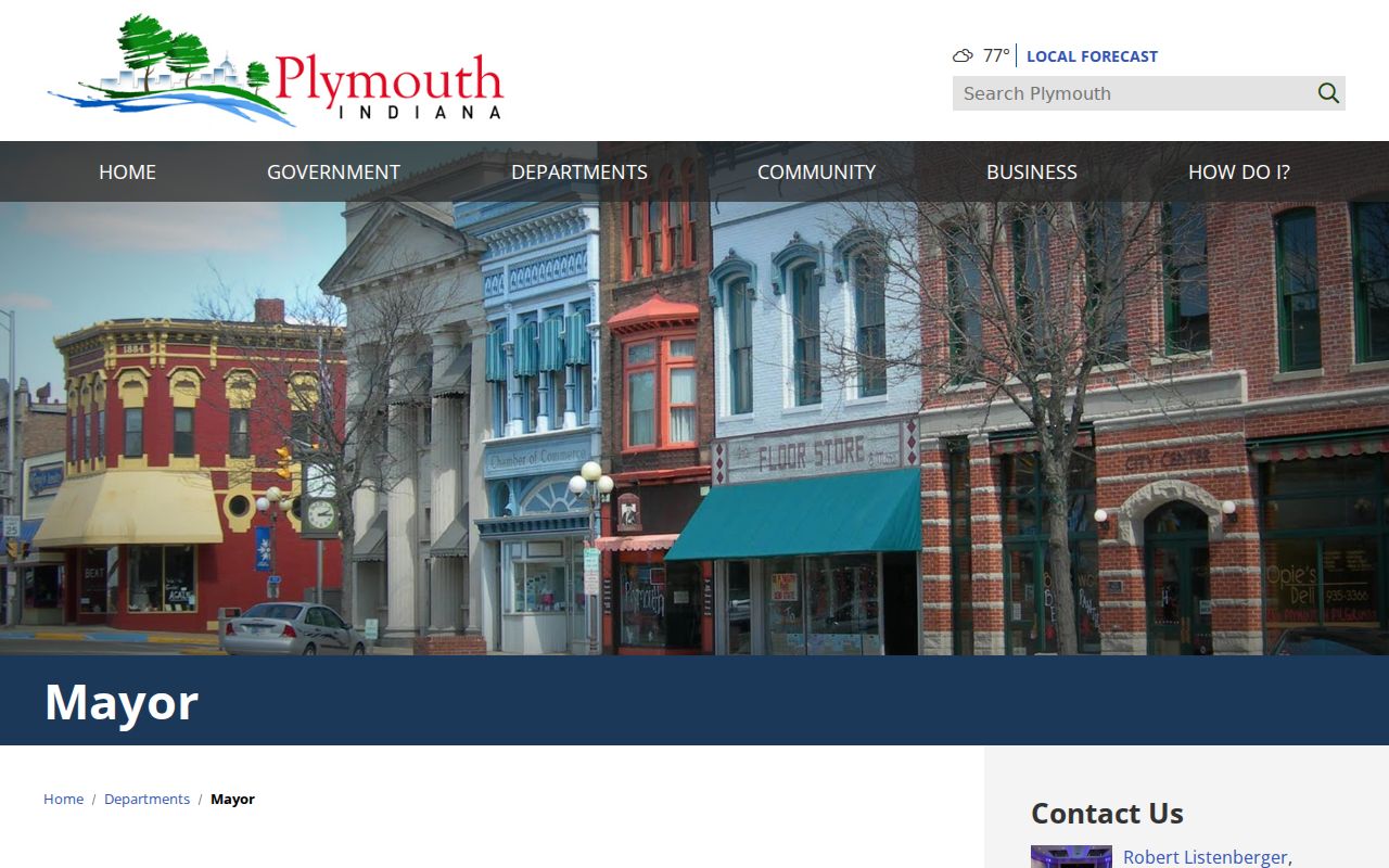 Official Plymouth city government page in the Marshall County seat