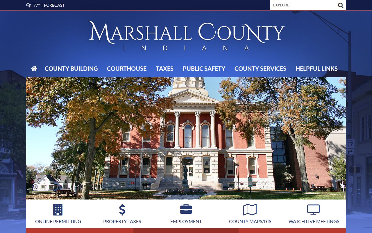 Official Marshall County government website navigation